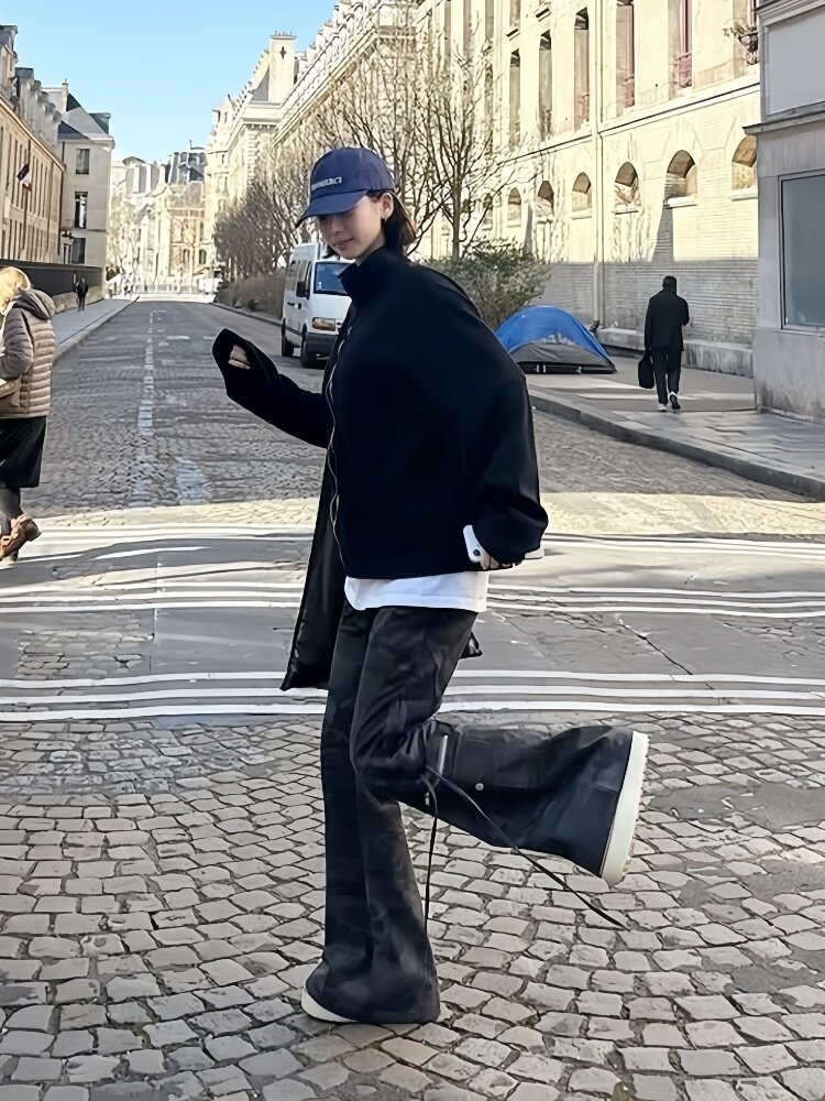 Aespa Karina Inspired Camouflage Ribbon Flare Cargo Pants