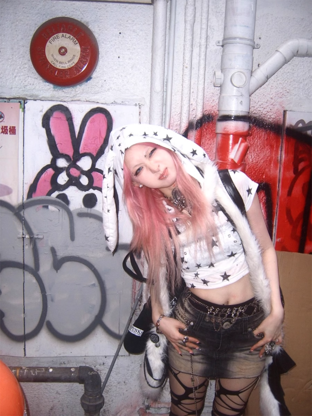 Y2K Bunny Ears Hooded Short Sleeve Top-Yuqi Gidle