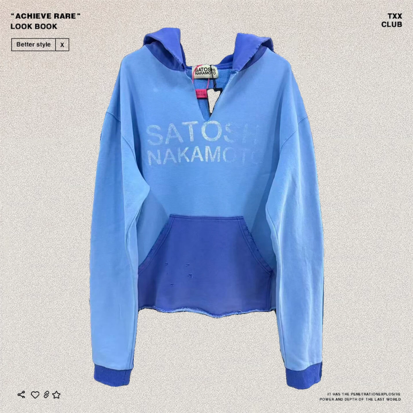 Enhypen Ni-ki Inspired Satoshi Distressed Blue Patchwork Hoodie-niki