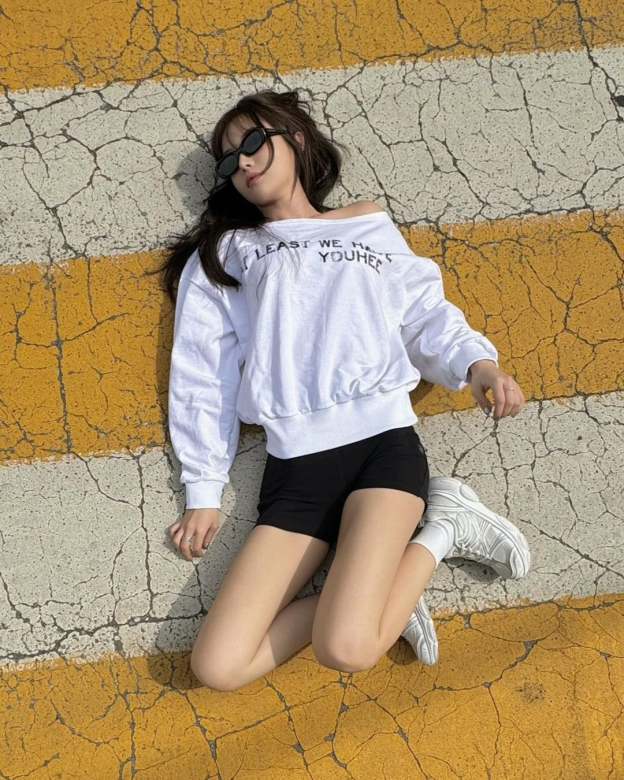 Red Velvet Joy Asymmetrical Off Shoulder Long Sleeve Sweatshirt