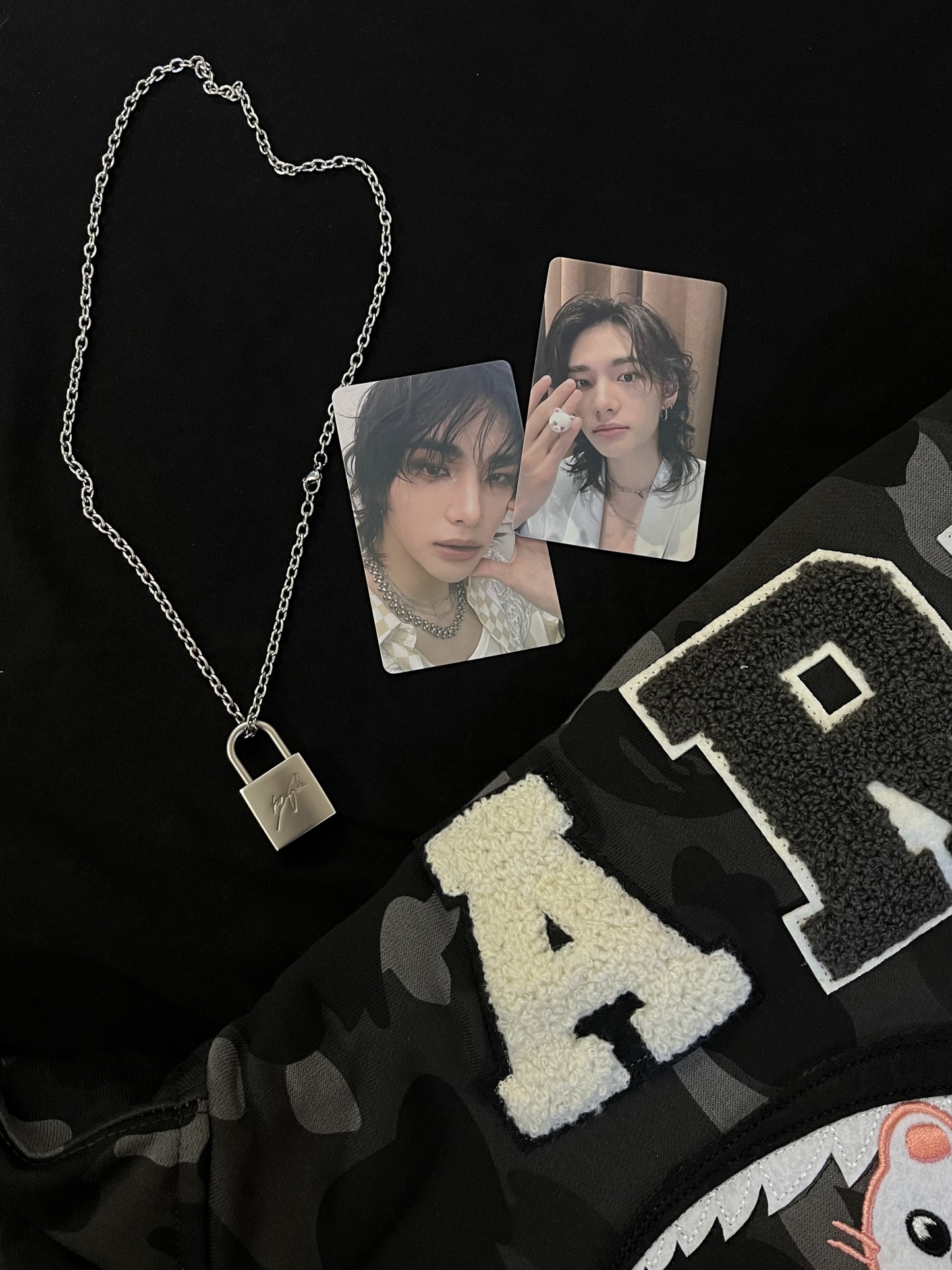 Straykids Hyunjin Inspired Initial Lock Pendant Necklace