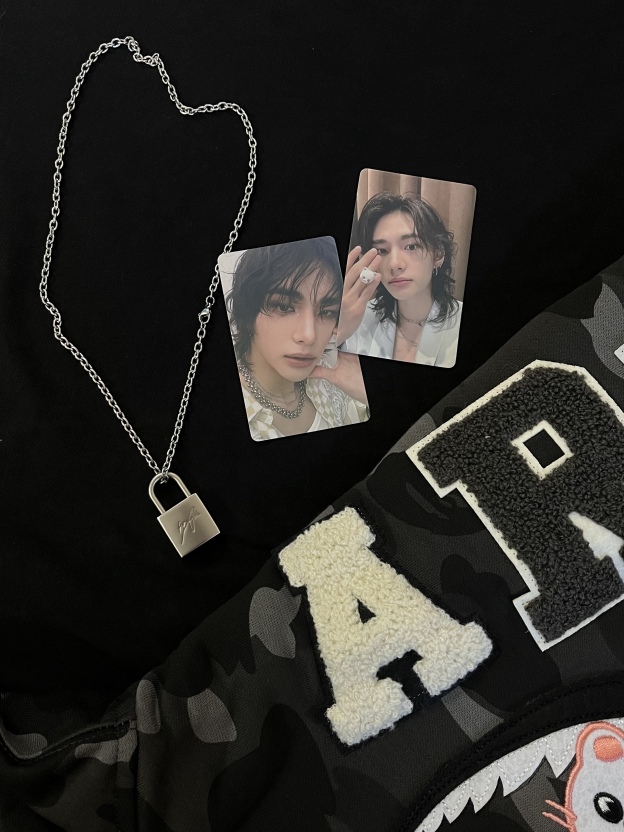 Straykids Hyunjin Inspired Initial Lock Pendant Necklace