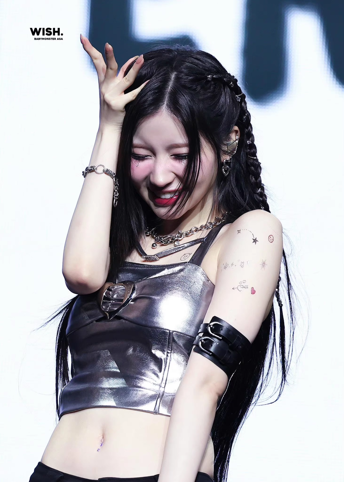 Babymonster Asa Silver Metal Buckle Halter Top