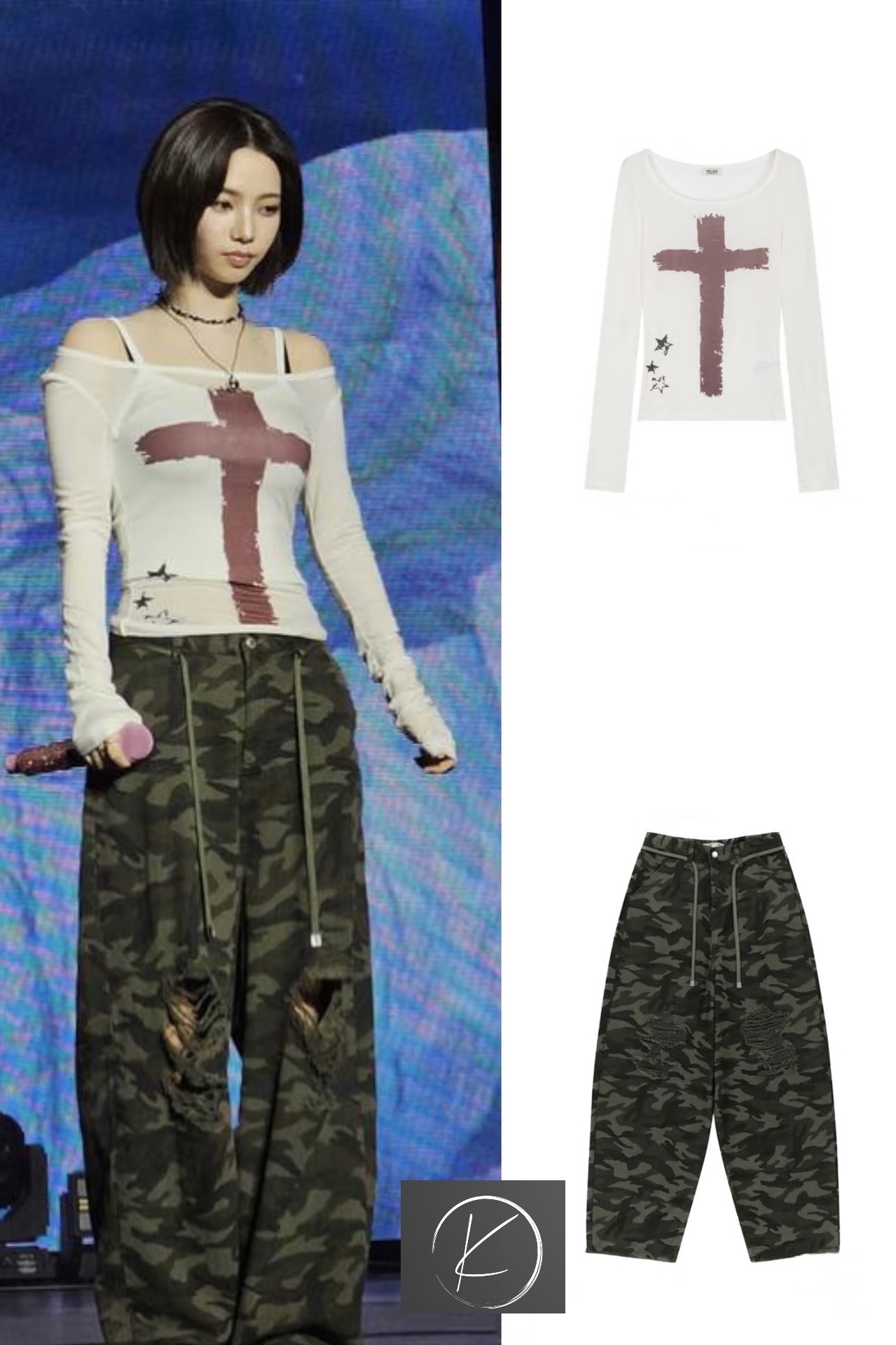 Multi-pocket camouflage straight-leg pants-Aespa Karina