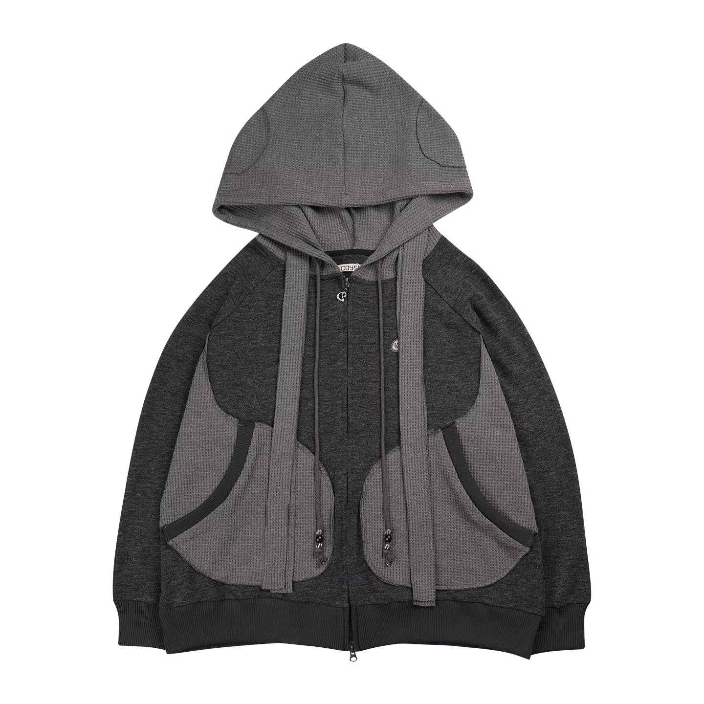 NewJeans Haerin Inspired Waffle Paneled Hooded Zip-Up Jacket