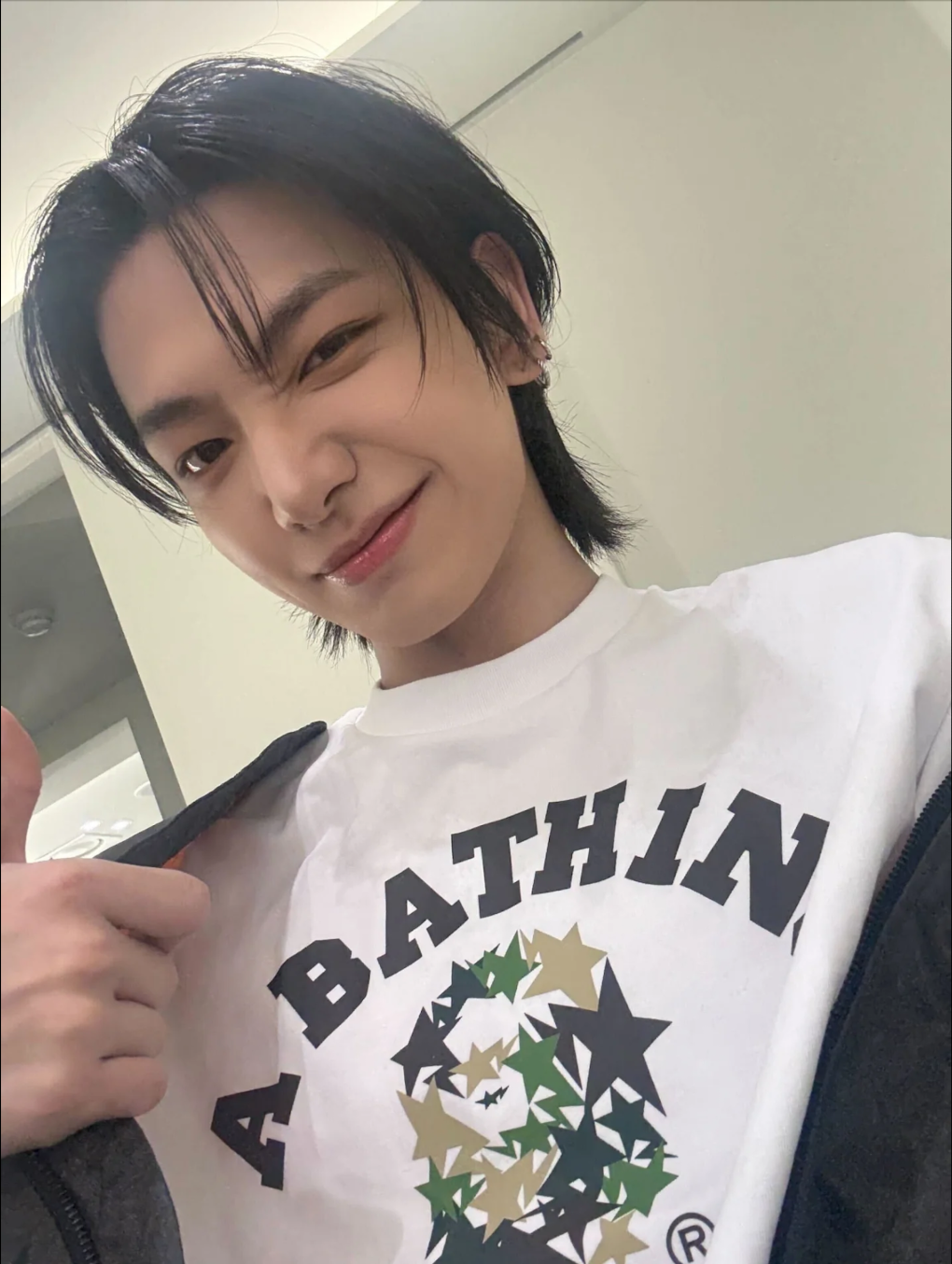 Boynextdoor Jaehyun Inspired Bape Star Pattern College Logo T-Shirt