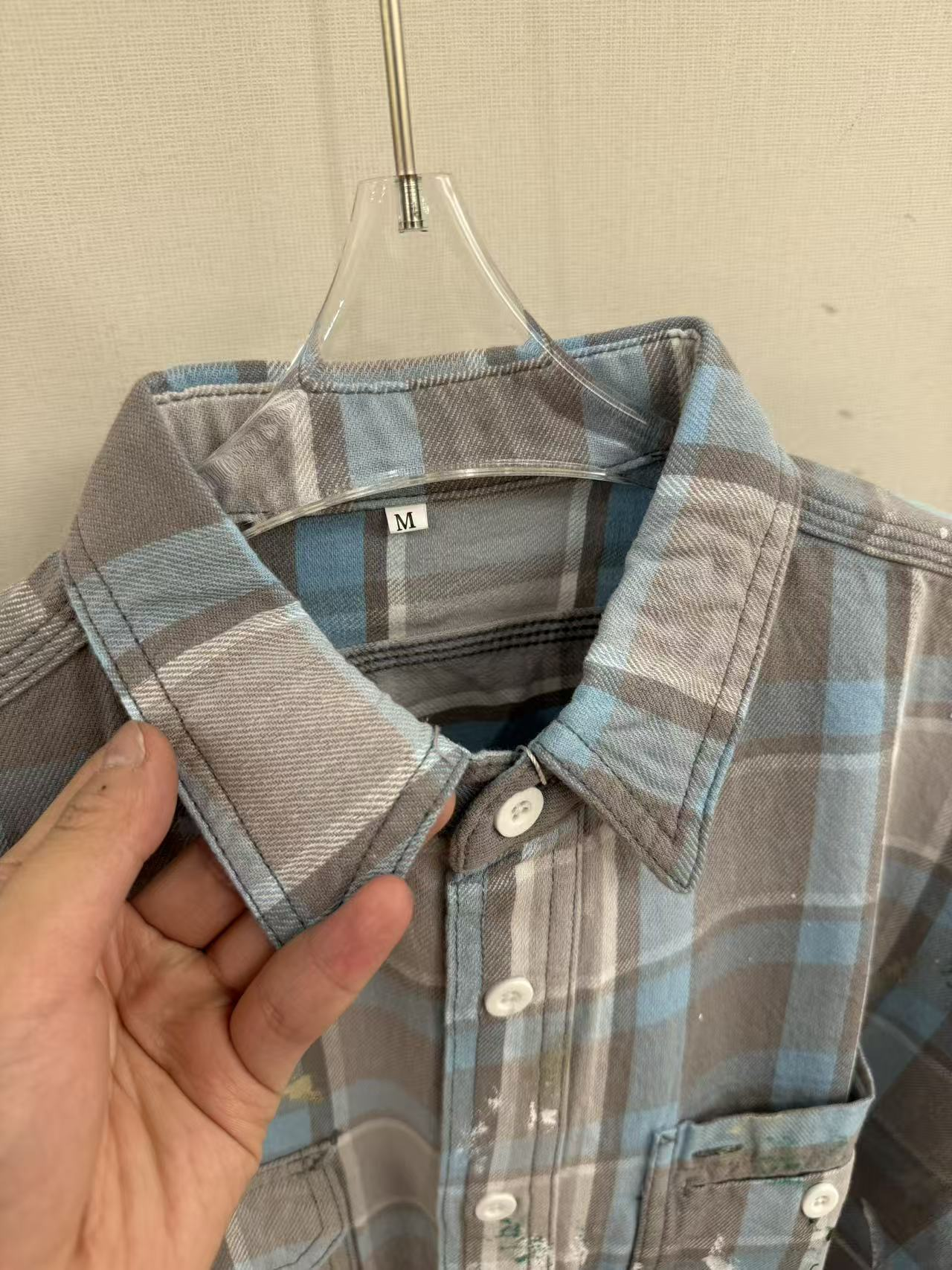 Cortis Juhoon Inspired Paint Splatter Plaid Shirt Jacket