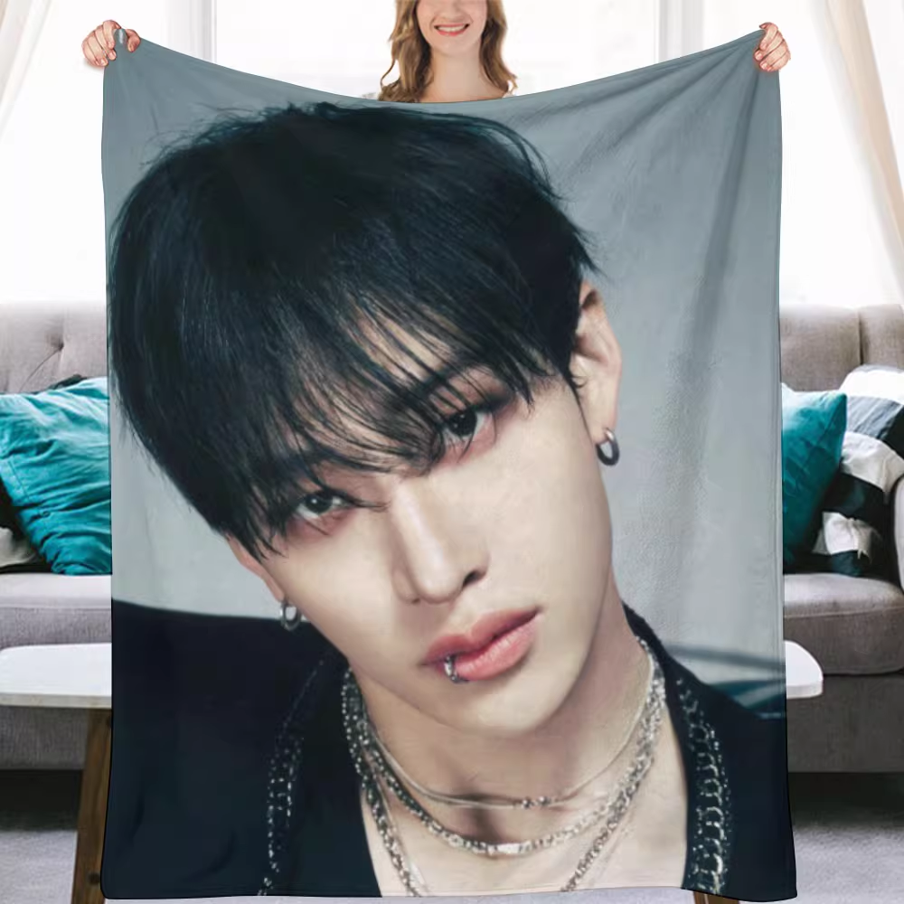 Stray kids Bangchan Fanmade Flanne Blanket - Kpop Concert Fan Blanket-Straykids