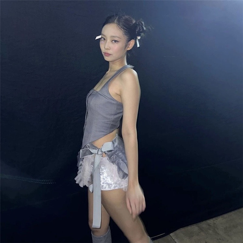 Blackpink Jennie Inspired Grey Halter Vest Top