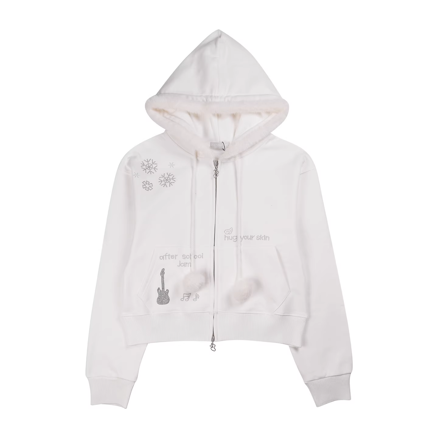 NMIXX Haewon Inspired Rhinestone hotfix fur hoodie