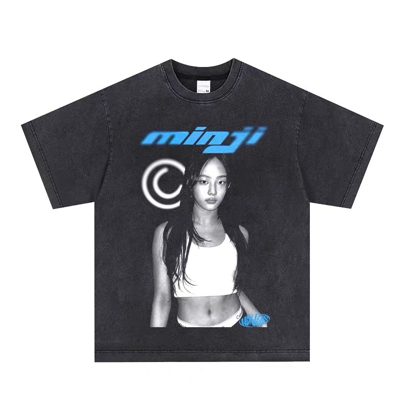 Newjeans Custom Member Printed Retro Washed T-Shirt