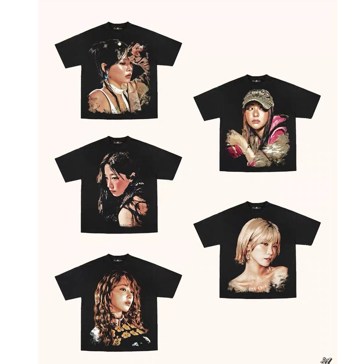 LE SSERAFIM Custom Member Printed Retro Washed T-Shirt