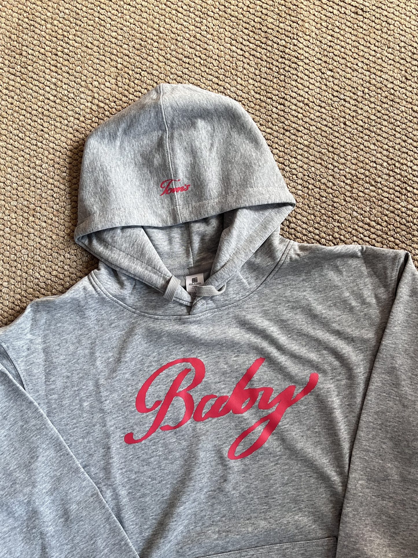 Enhypen Sunoo Inspired Baby Lettering Grey Hoodie