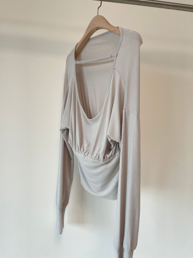 Blackpink Jennie Inspired Draped Back Long Sleeve Top