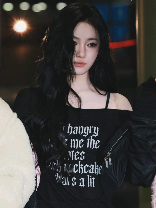 Printed Raglan Long Sleeve T-Shirt-Aespa Ningning