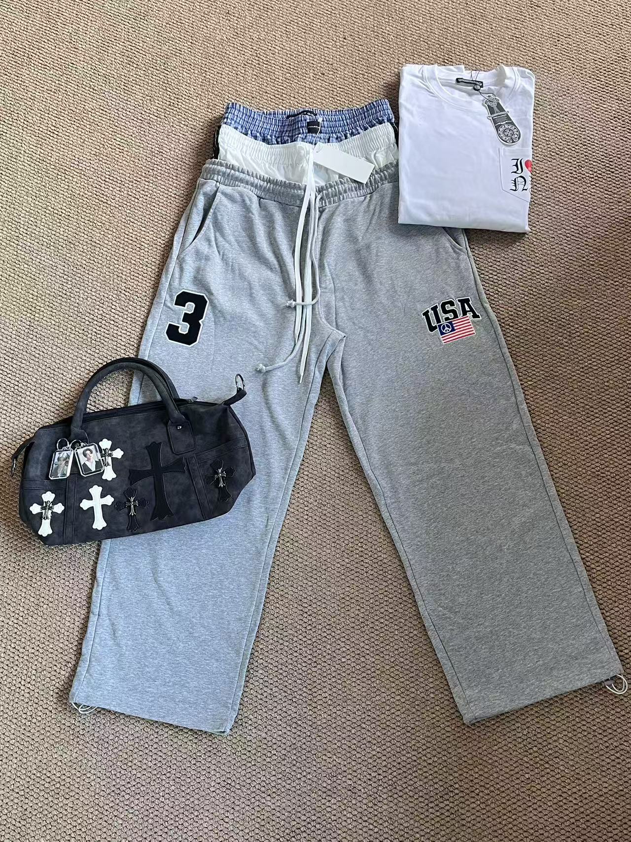 Enhypen Niki Inspired Drawstring Fake Three-Waist Paneled Sweatpants pants