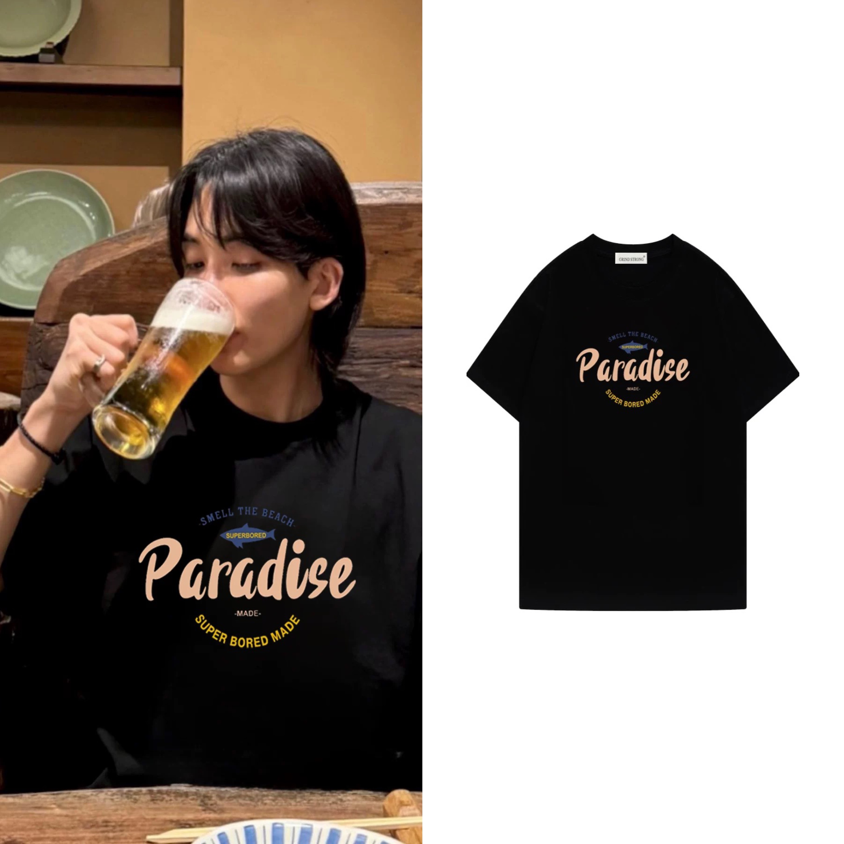 Seventeen Jeonghan inspired paradise black tshirt