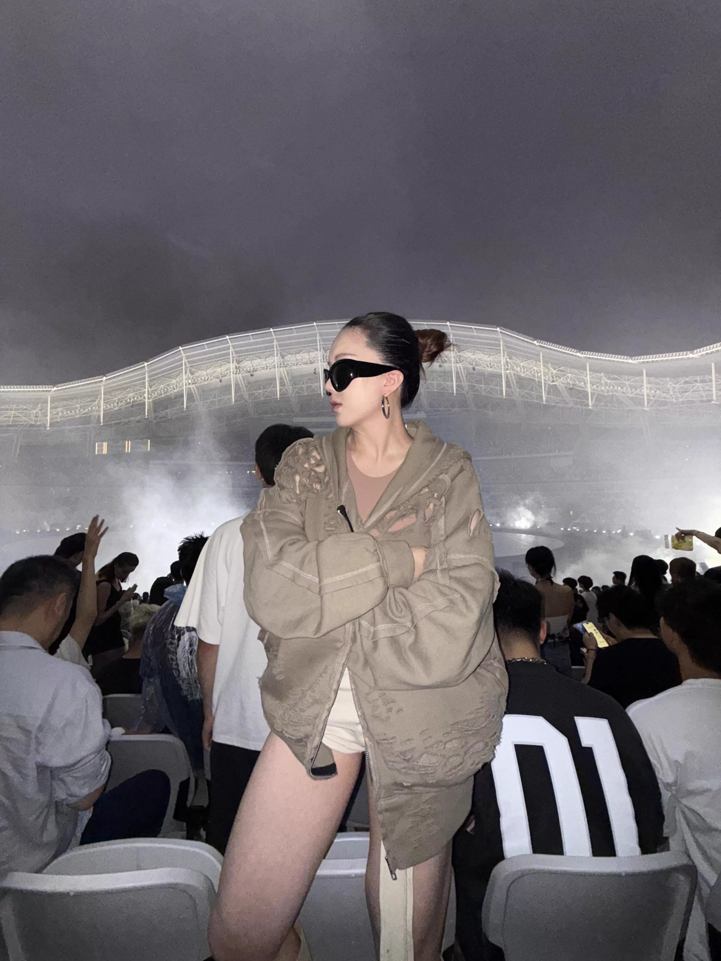 Blackpink Rose Inspired Heavy Distressed Destroyed Zip-Up Hoodie