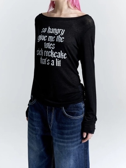 Printed Raglan Long Sleeve T-Shirt-Aespa Ningning