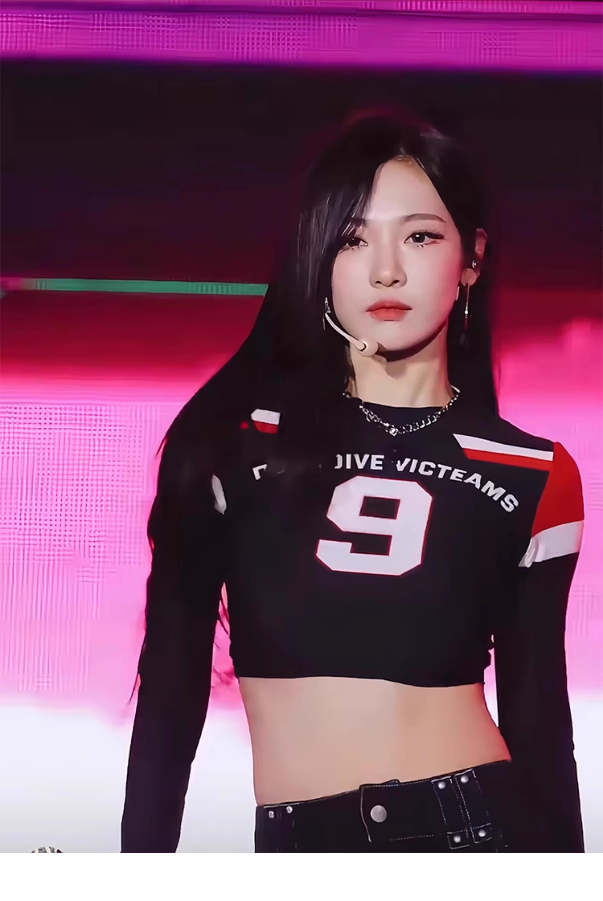 Aespa Ningning Inspired Black Patchwork Long Sleeve