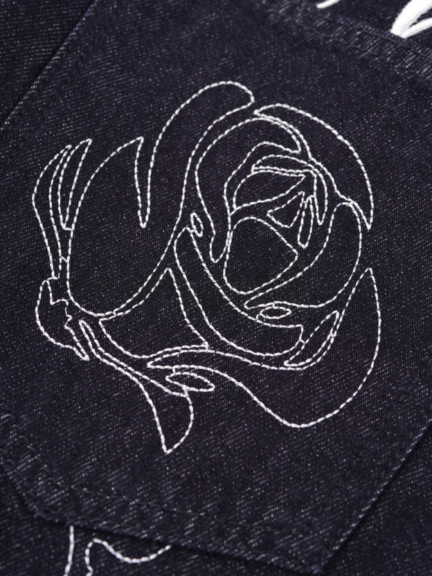 Aespa Ningning&Red Velvet Seulgi Inspired Rose Embroidered Denim Pants