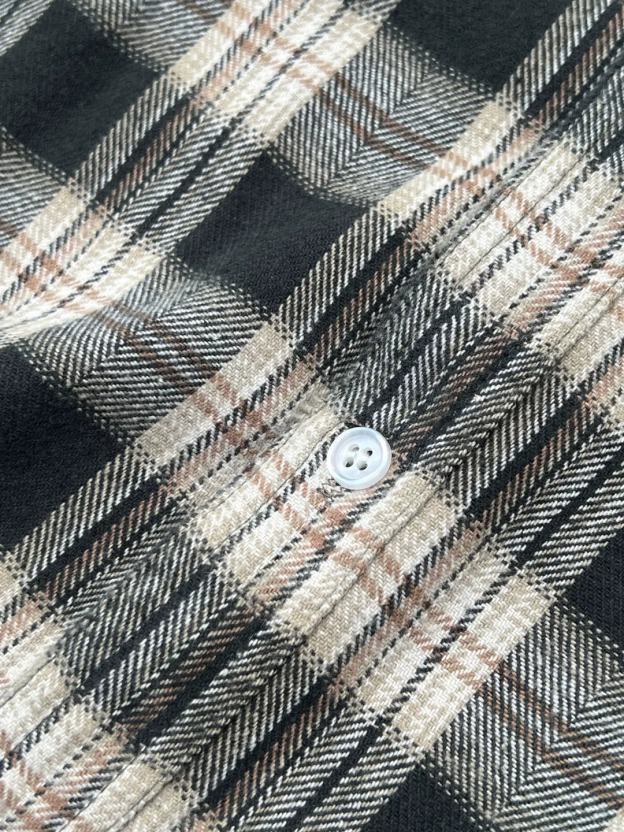 Cotris Martin Inspired Oversized Hooded Plaid Button-Down Shirt