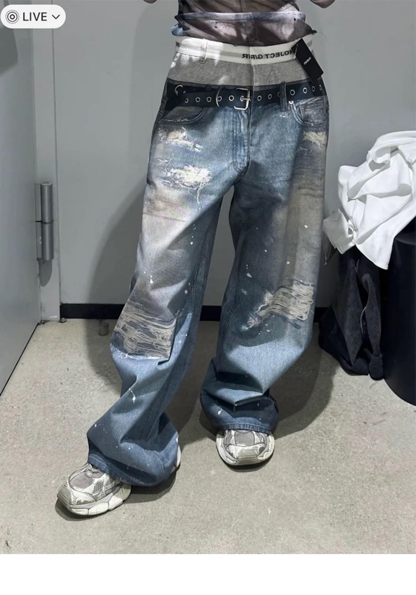 Enhypen Niki Inspired Trompe L‘oeil Denim Printed Pants