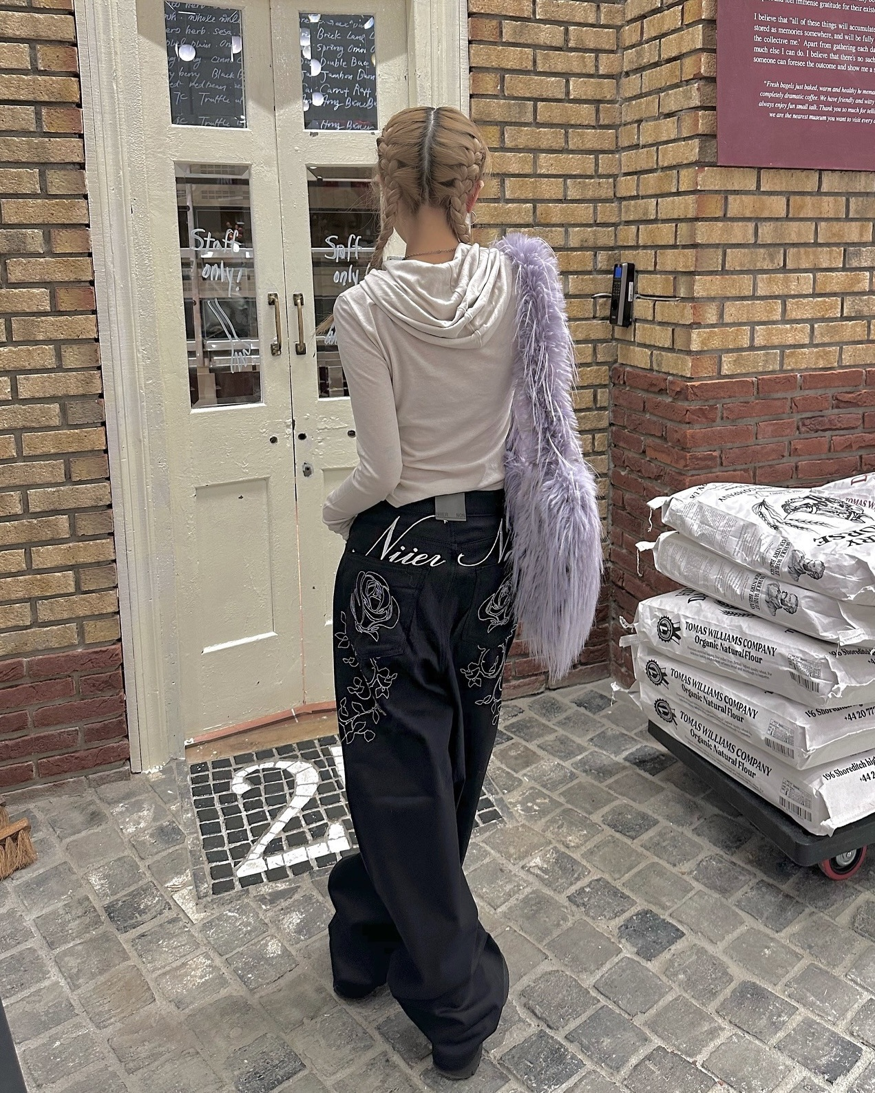 Aespa Ningning&Red Velvet Seulgi Inspired Rose Embroidered Denim Pants