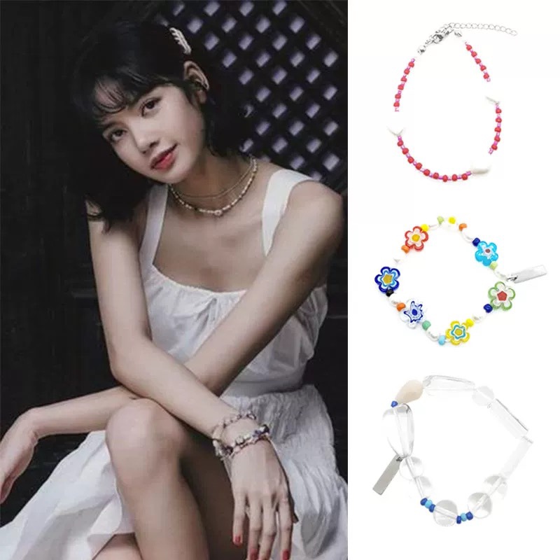 BLACKPINK Lisa Inspired Glass Flower Bracelet Set