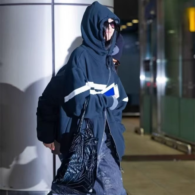 IVE Rei&I-DLE Miyeon Inspired Lace Trim Hooded Zip-Up Sweatshirt