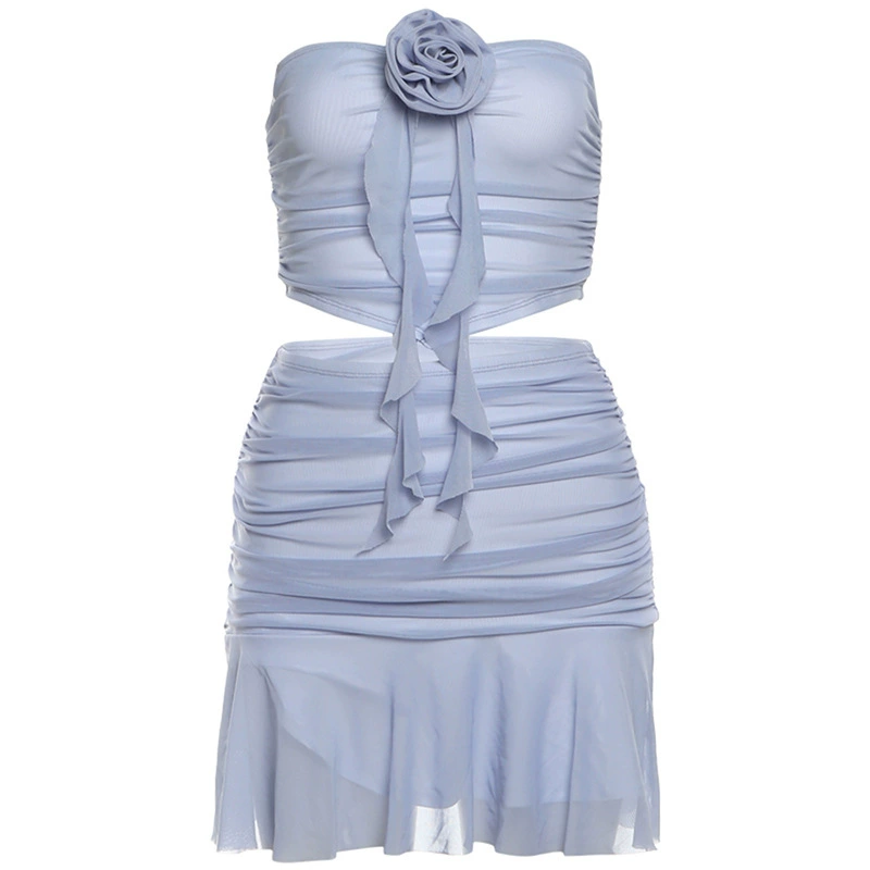 Floral Mesh Sheath Top Pleated Skirt Set-Outfitidea For Blinks BLACKPI