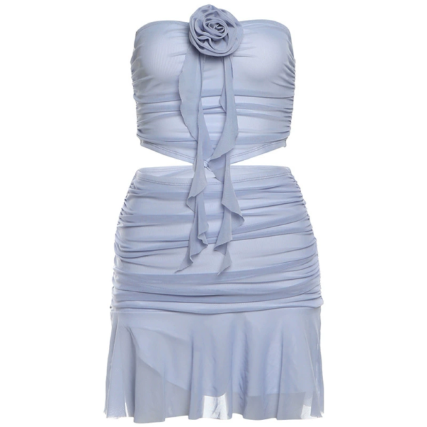 Floral Mesh Sheath Top Pleated Skirt Set-Outfitidea For Blinks BLACKPINK-Inspired Fashion