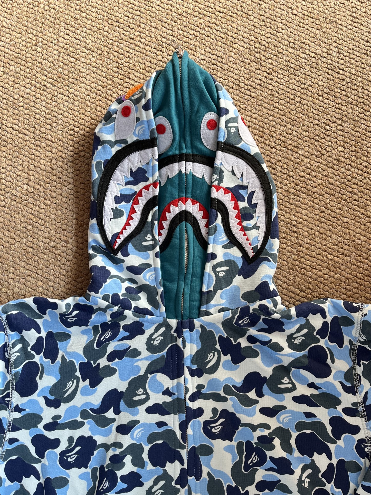 Enhypen Sunoo&ZB1 Yujin&Louis Inspired BAPE Blue Camo Shark Full Zip Hoodie 