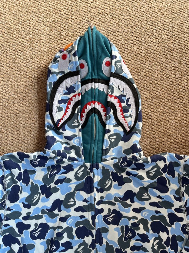 Enhypen Sunoo&ZB1 Yujin&Louis Inspired BAPE Blue Camo Shark Full Zip Hoodie 