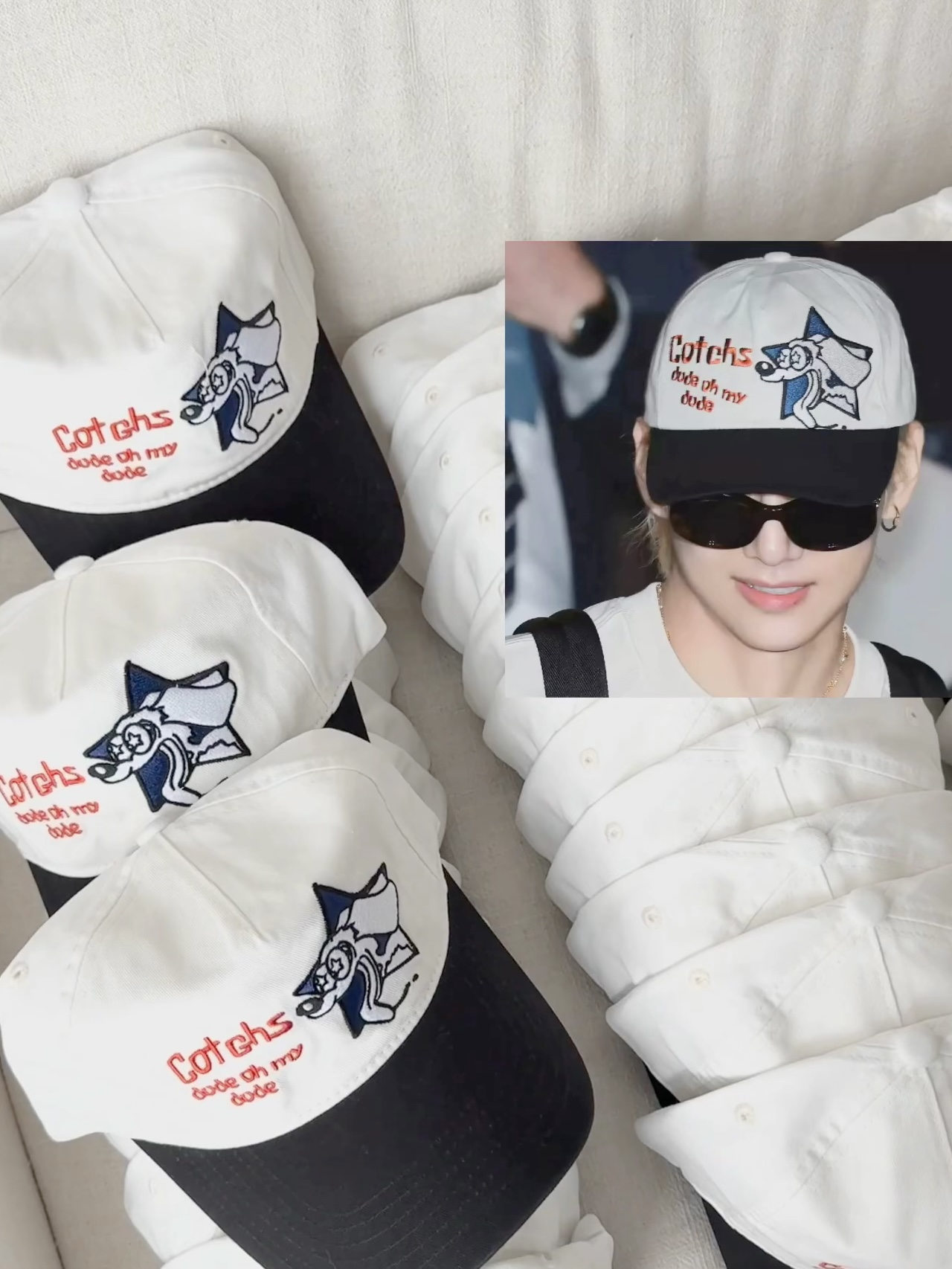 BTS V Taehyung Inspired Cotchs Puppy Embroidery Baseball Cap Hat