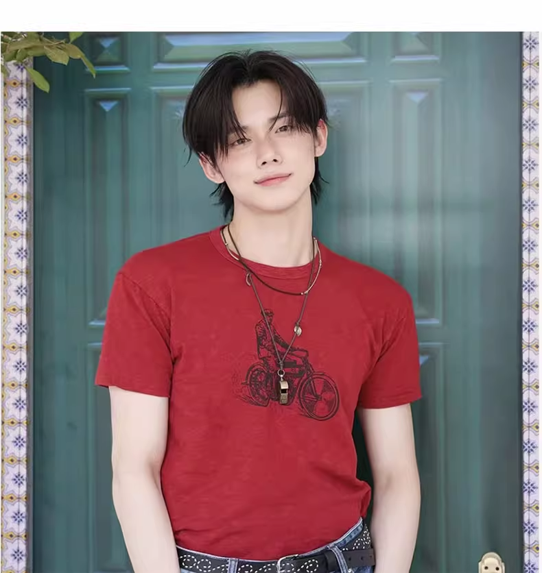 TXT Yeonjun Inspired Wine Red T-Shirt 