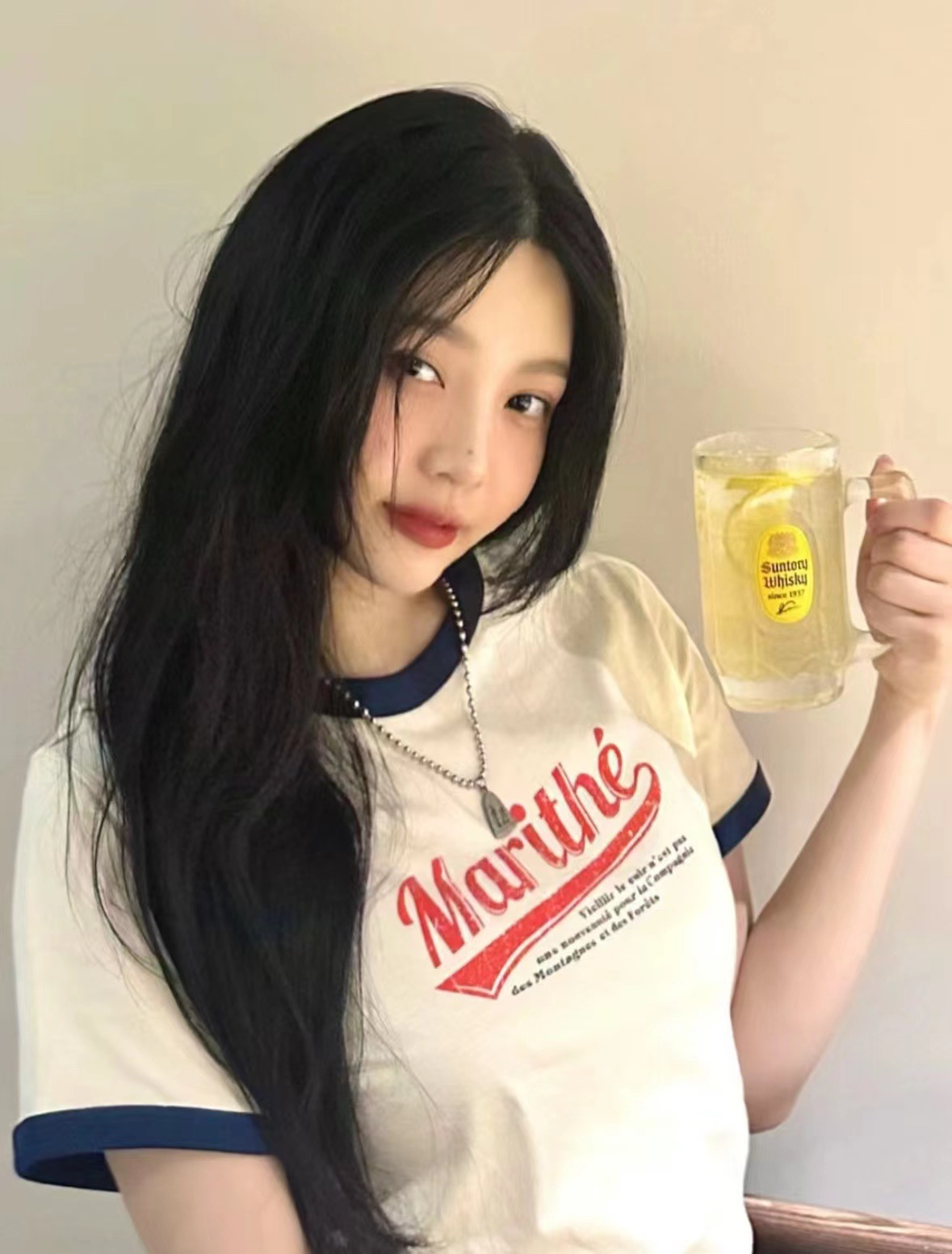 Red Velvet JOY Inspired Vintage Letter Print Short Sleeve Tee