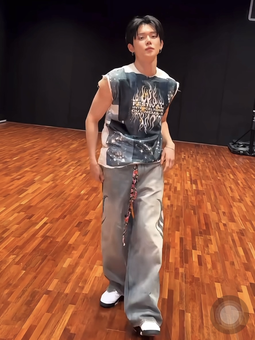 TXT Yeonjun Inspired Flame Print Wide Leg Pants