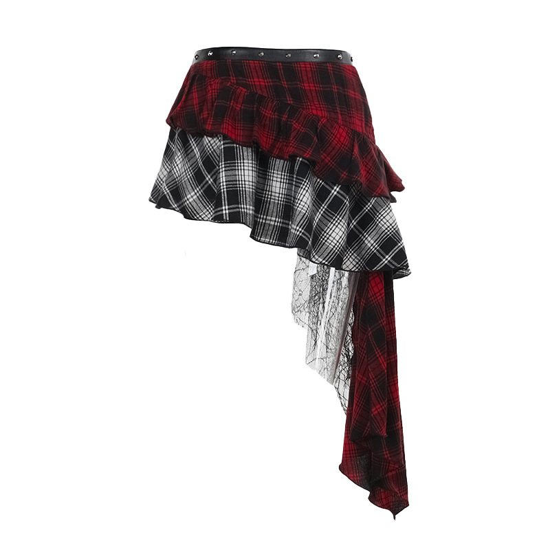 Asymmetrical lace plaid skirt-Straykids concert outfitidea for STAY