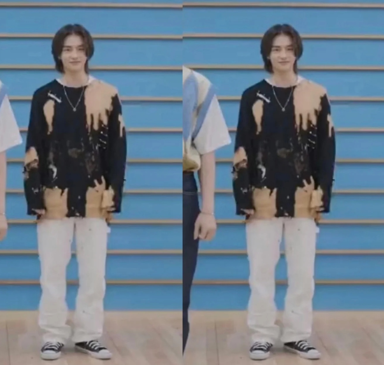 Bts V&stray kids hyunjin&txt beomgyu inspired Black BleachedSweater