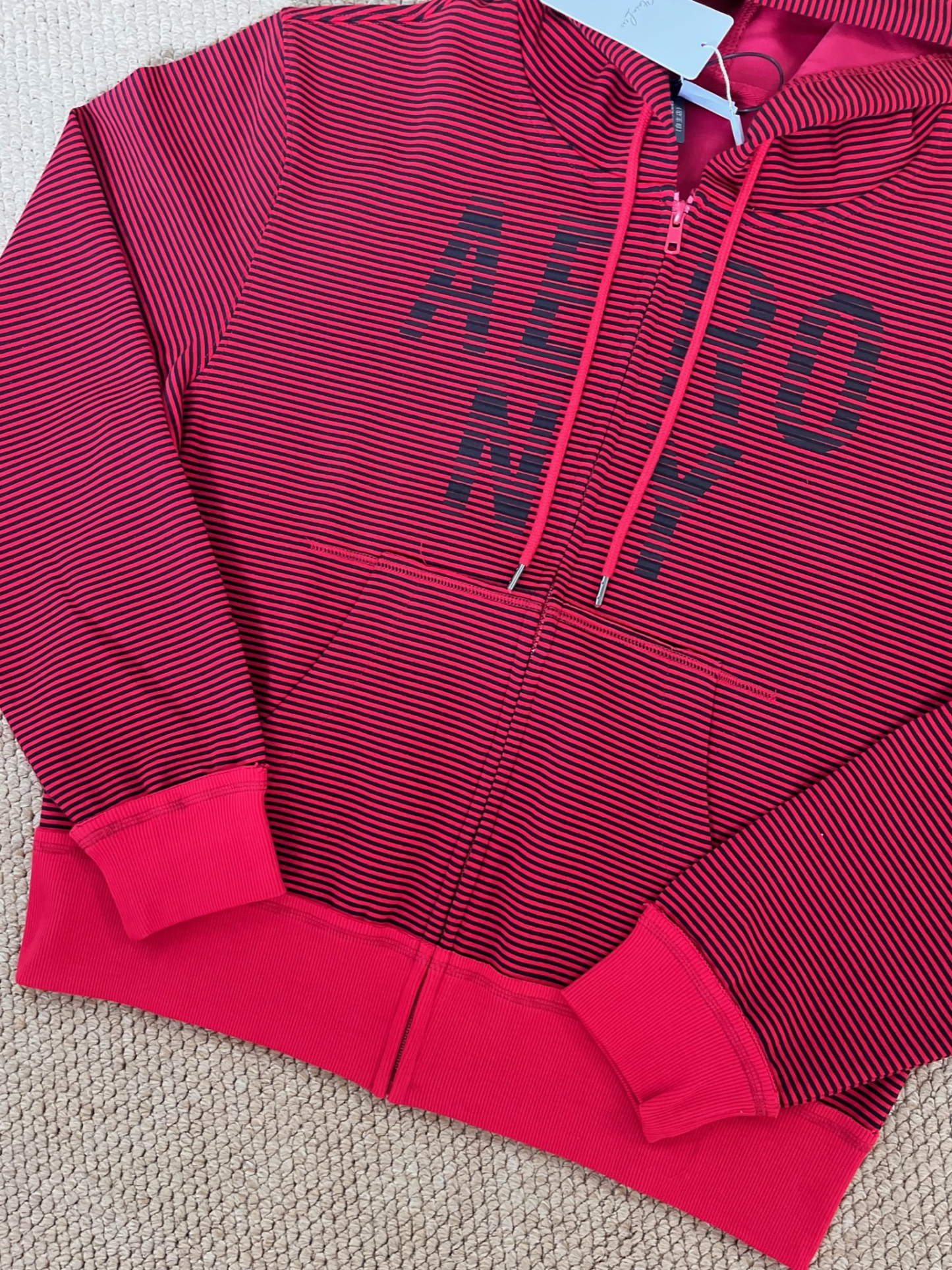 Cortis Martin Inspired Stripe Letter Print Zip Hoodie