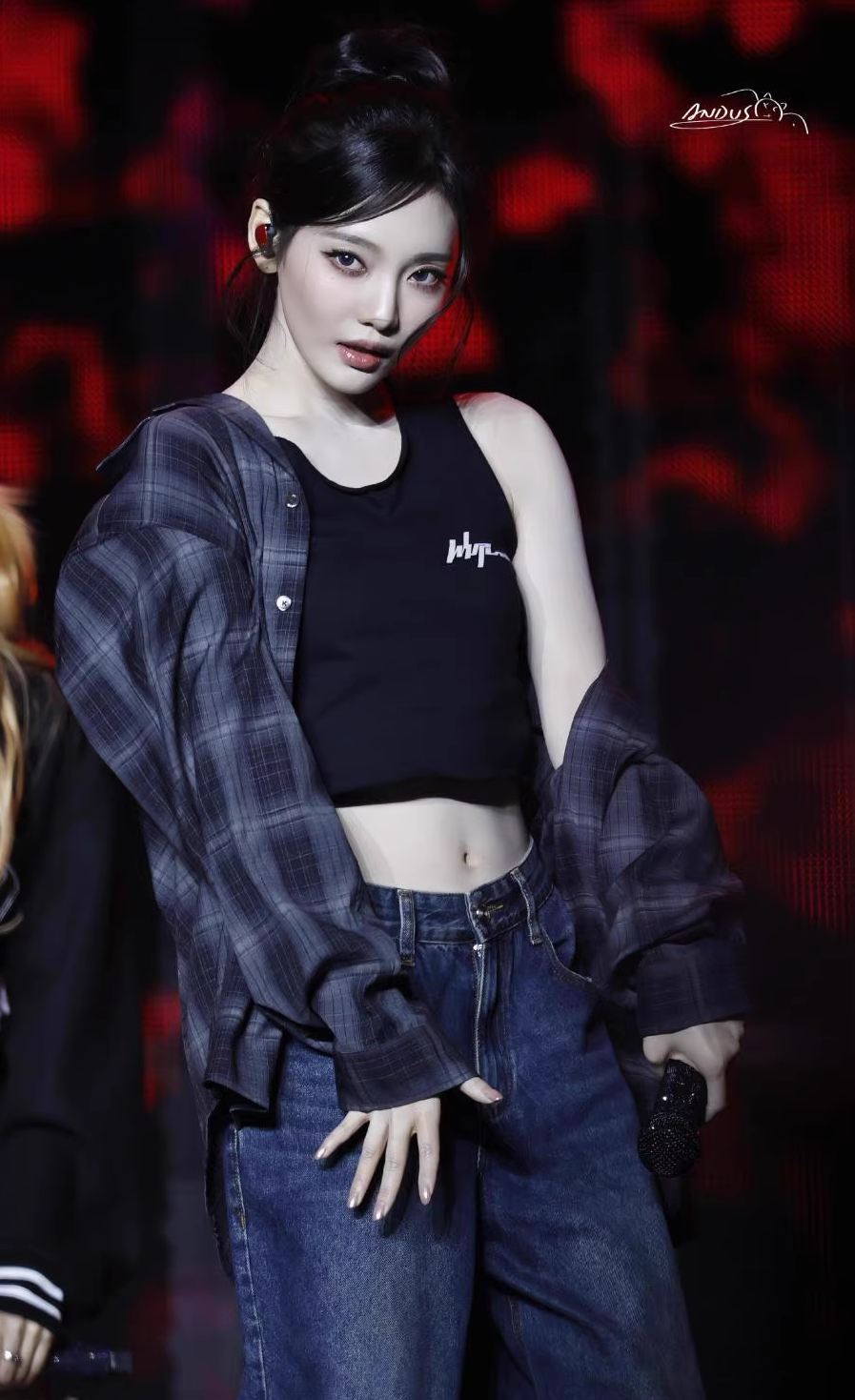 Ningning Dark wide-leg straight pants-Aespa Ningning