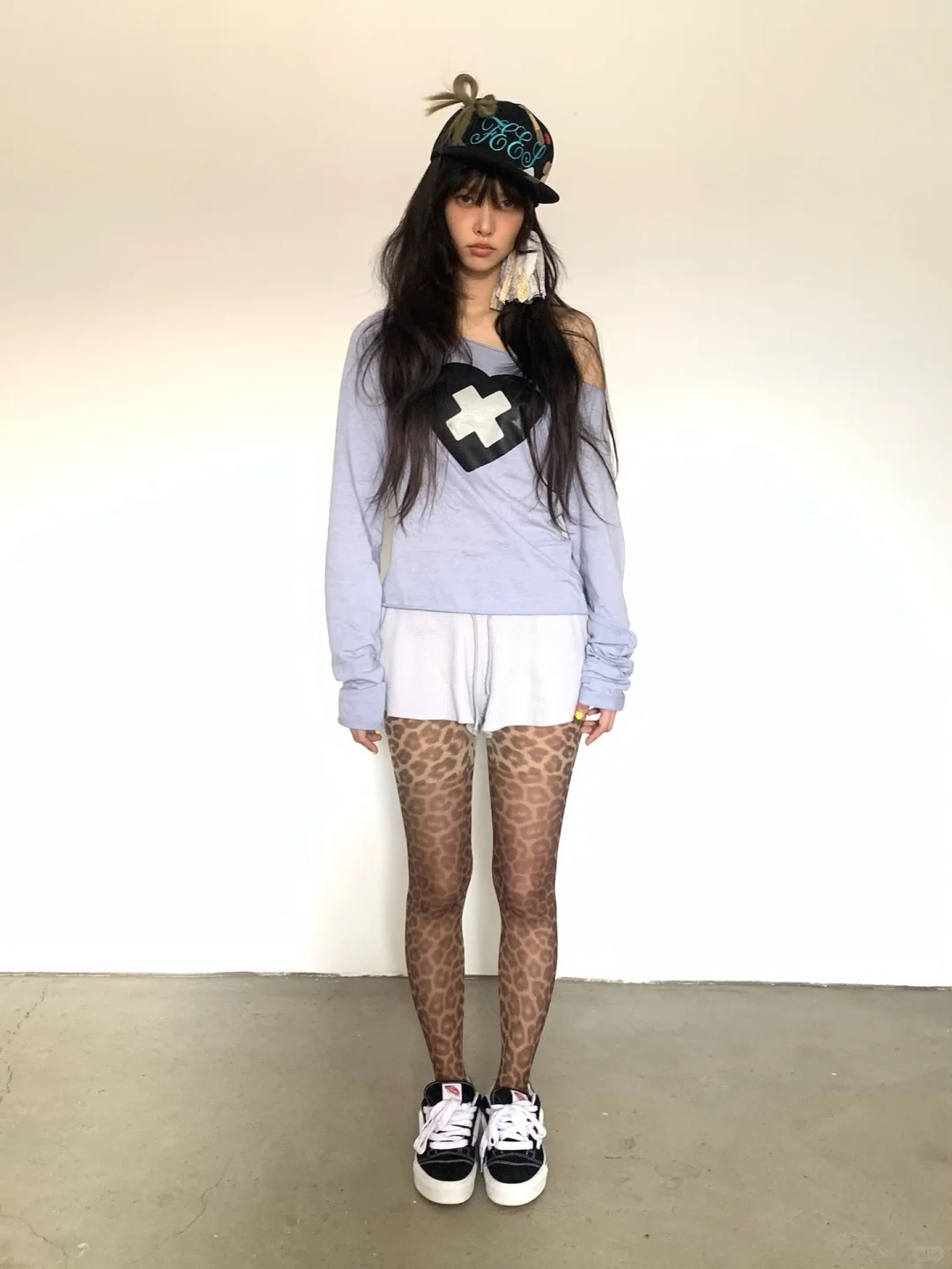 ILLIT Inspired Cross Heart Cut Off Long Sleeve