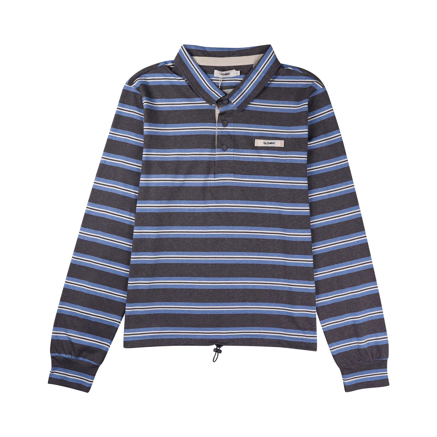 IVE Yujin&Red Velvet Joy Inspired Striped Color-Block Polo Collar Long Sleeve T-Shirt