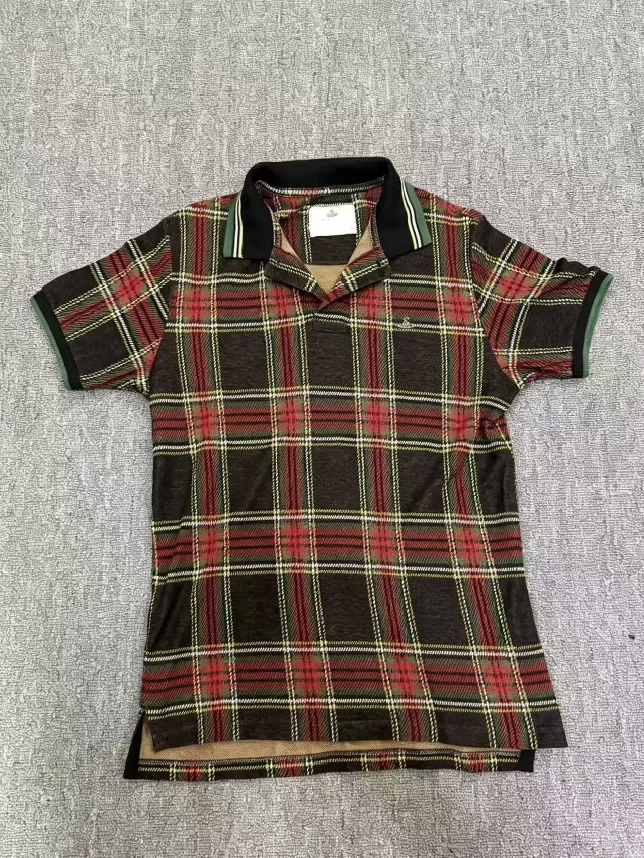Cortis Juhoon Vivienne Westwood Style Inspired Tartan Plaid Short Sleeve Polo Shirt