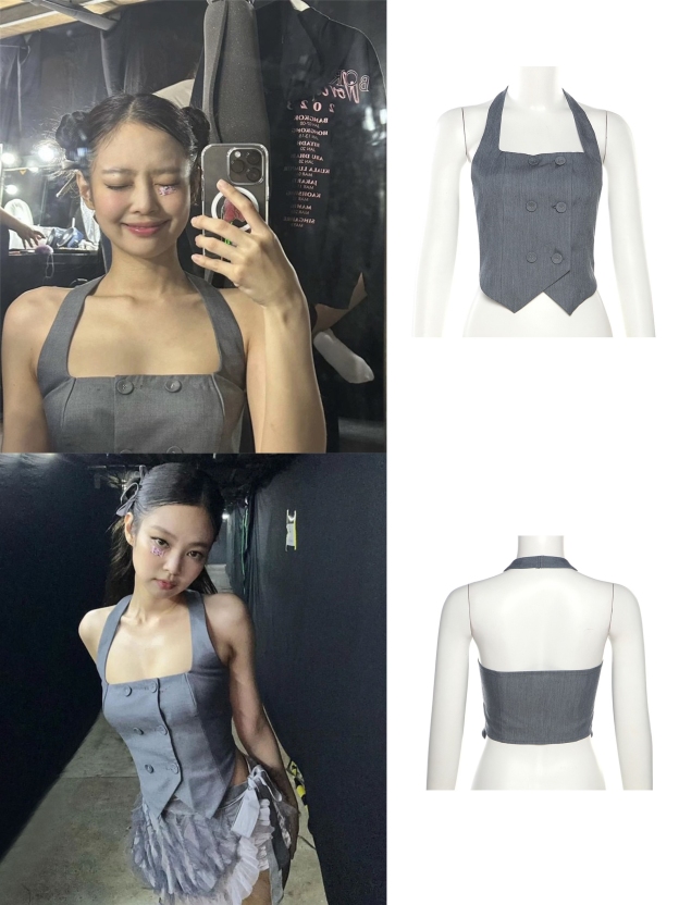 Blackpink Jennie Inspired Grey Halter Vest Top