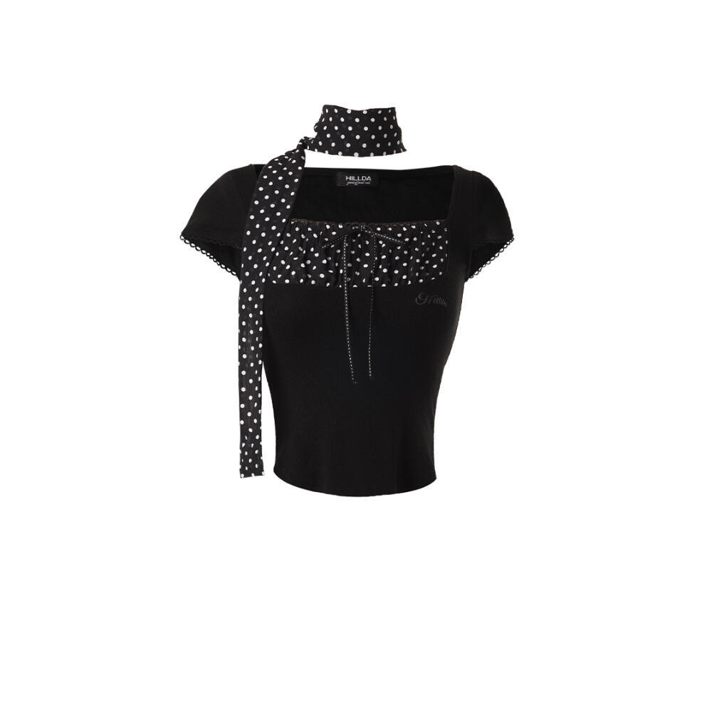 Lesserafim Sakura&Babymonster Chiquta Inspired Polka Dot Crop Top Shorts Set