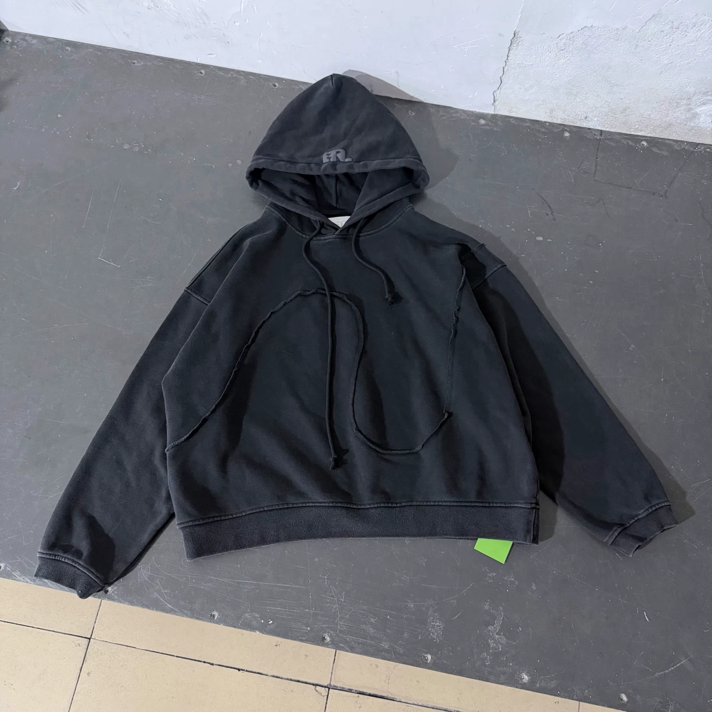 Heeseung Evan Inspired Black Swirl Washed Oversized Hooded Sweatshirt