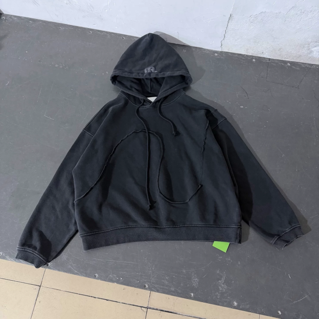 Heeseung Evan Inspired Black Swirl Washed Oversized Hooded Sweatshirt