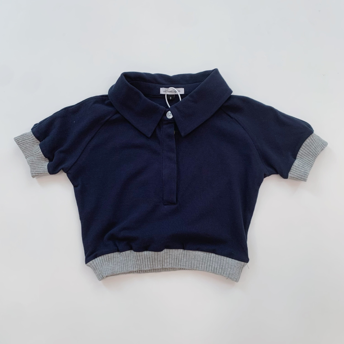 Blackpink Rose Inspired Color-Block Cropped Polo Shirt